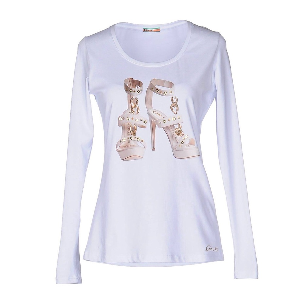 Brand New with Tags Cotton Long Sleeves Luxury T-Shirt Swarovkski Made in Italy